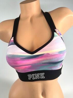 PINK by Victori's Secret Ultimate Sport Watercolor Bold Logo Bra S